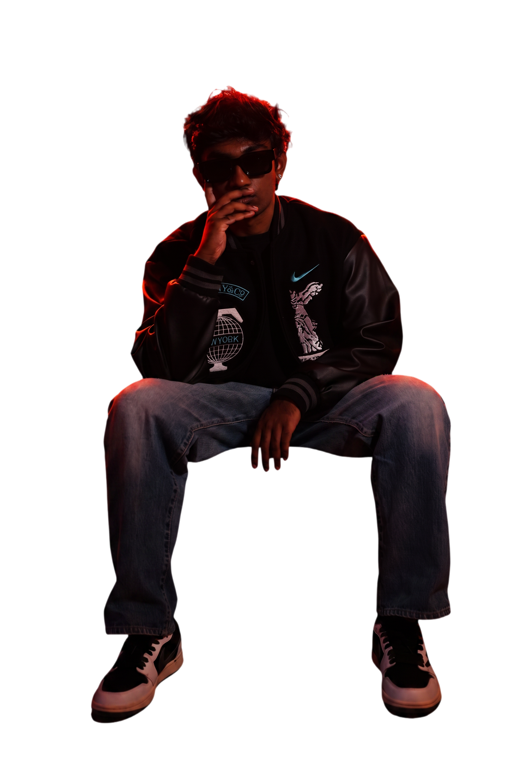 RYKARA, artist, producer and DJ, photographed under red light